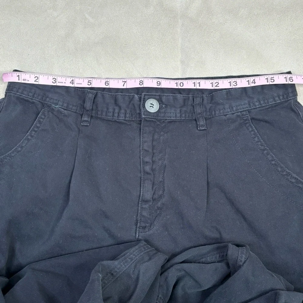 Free People Women’s Size 10 Black High Rise Wide Leg Twill Pants Pleated Trouser